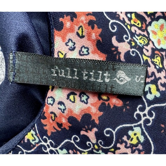 FullTilt Navy and multicolor print Spaghetti Strap Crop Top Size Small - Picture 4 of 7